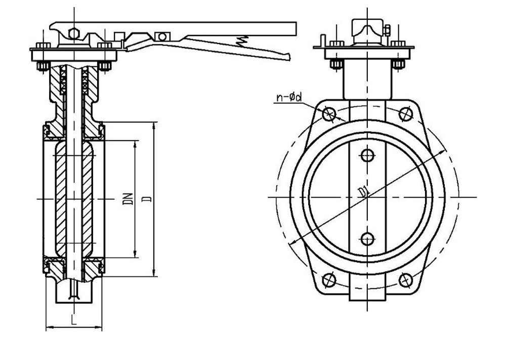 球墨铸铁手柄对夹四氟蝶阀 D71F-16Q（images 7）