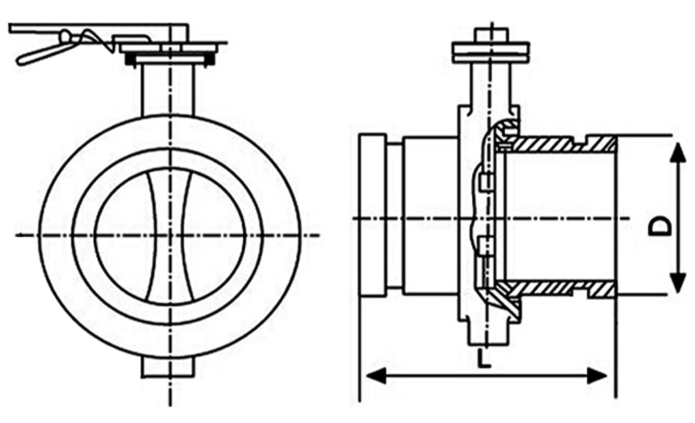 304不锈钢手柄沟槽蝶阀 D81X-16P（images 2）